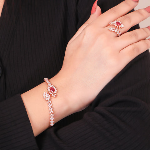Ruby Rosegold Ring and Kada Bracelet.