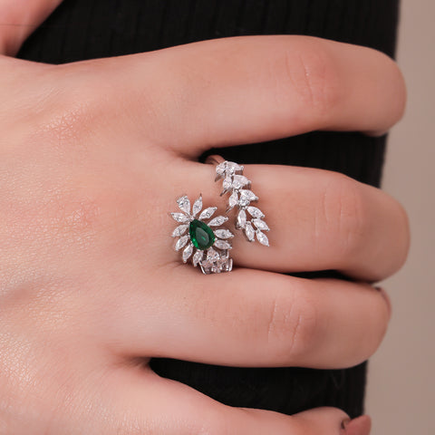 Alluring Leaf Emerald Ring.