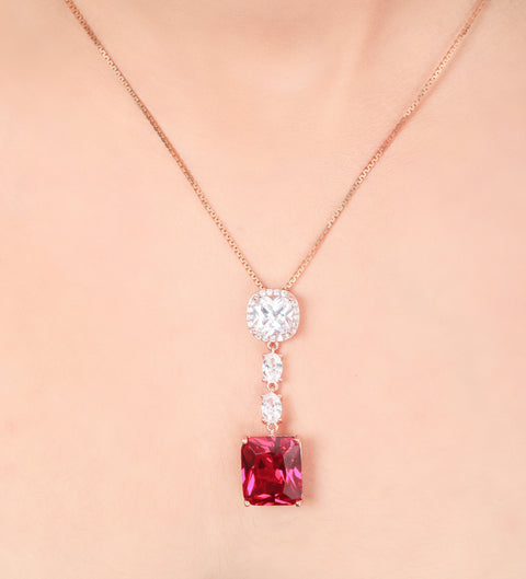Ruby Drop Rose Gold Necklace