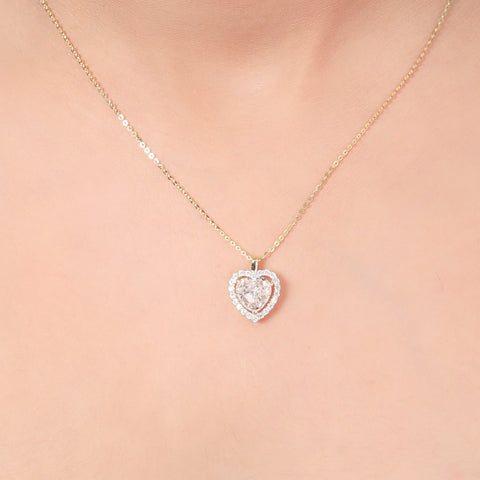 Single Halo Heart Necklace