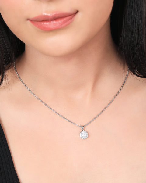 Winsome Halo Squircle CZ Necklace