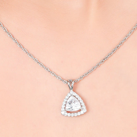 Charming Halo Triangle Necklace.