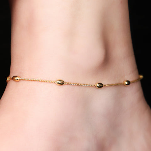 Beaded Chain Rose Gold Anklet.