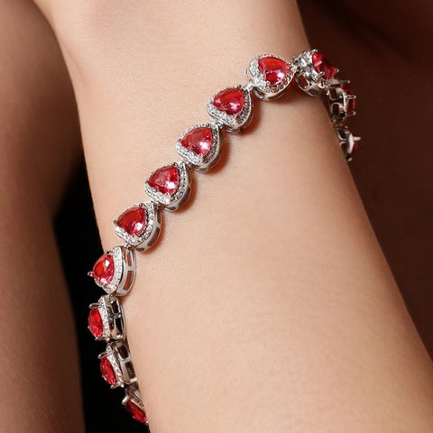 Ruby colored Heart Bracelet.