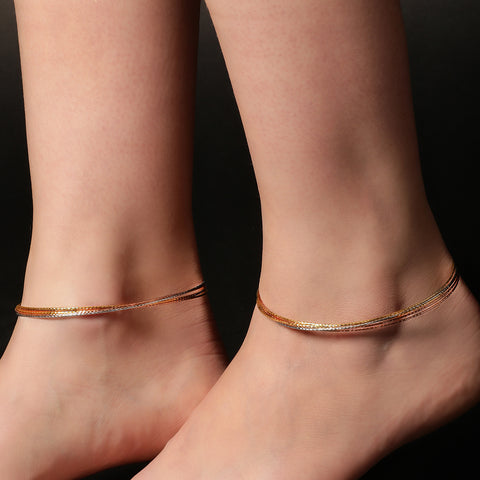 Triple Tone Layered Anklet.
