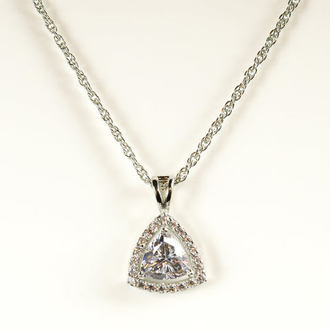 Charming Halo Triangle Necklace.