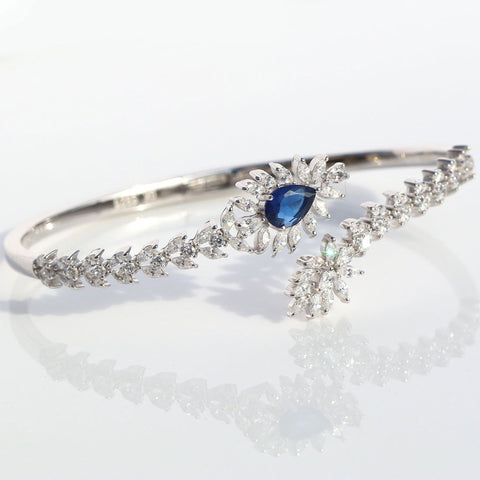 Captivating Leaf Saphire Kada Bracelet. - KORE JEWELS