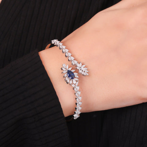 Captivating Leaf Saphire Kada Bracelet. - KORE JEWELS