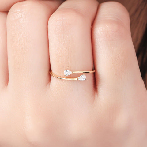 Charming Dual Waterdrop Ring. - KORE JEWELS
