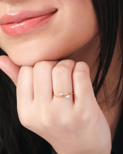 Charming Dual Waterdrop Ring. - KORE JEWELS