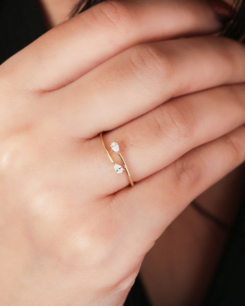 Charming Dual Waterdrop Ring. - KORE JEWELS