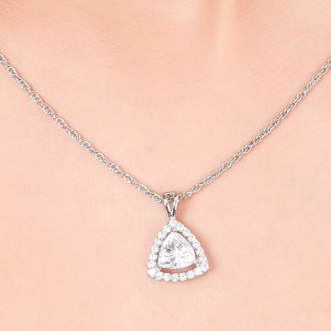 Charming Halo Triangle Necklace. - KORE JEWELS