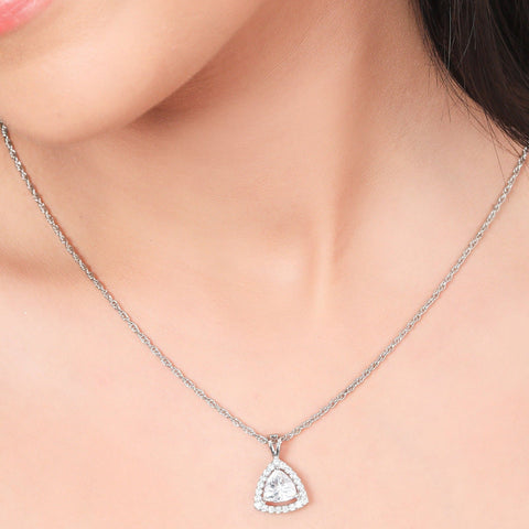Charming Halo Triangle Necklace. - KORE JEWELS