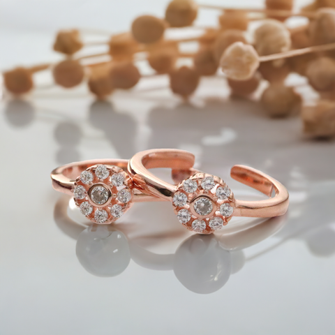 Charming Rose Cut Rose Gold Toe Ring - KORE JEWELS