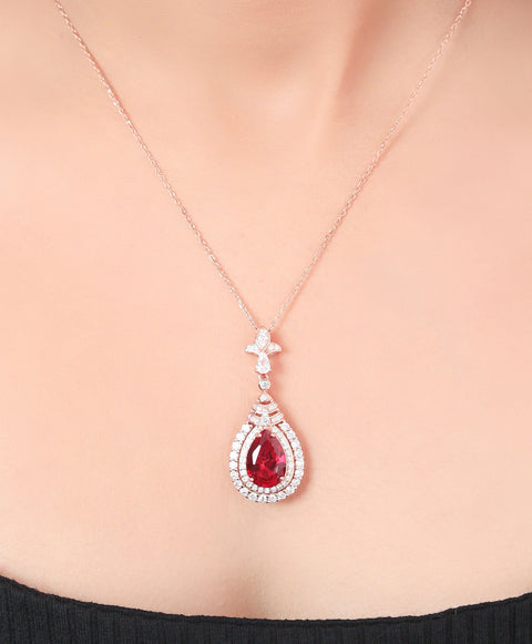 Concentric Waterdrop Rosegold Earrings & Necklace Set. - KORE JEWELS