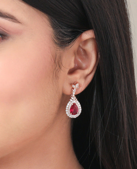 Concentric Waterdrop Rosegold Earrings & Necklace Set. - KORE JEWELS