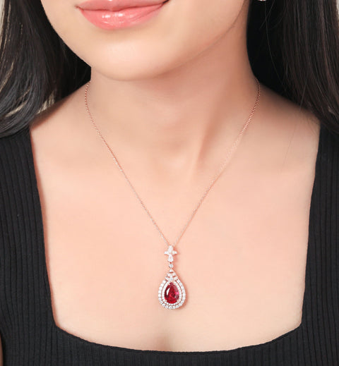 Concentric Waterdrop Rosegold Necklace - KORE JEWELS