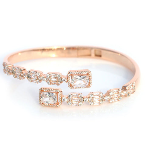 Dual Square Solitaire Rose Gold Kada Bracelet. - KORE JEWELS