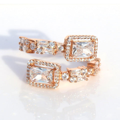 Dual Square Solitaire Rose Gold Ring. - KORE JEWELS