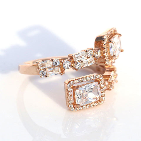 Dual Square Solitaire Rose Gold Ring. - KORE JEWELS