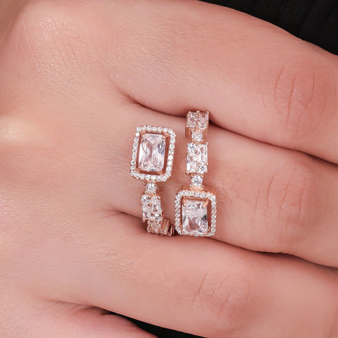 Dual Square Solitaire Rose Gold Ring. - KORE JEWELS