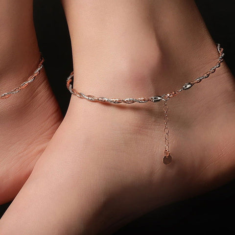 Dual Tone Entwined Anklet. - KORE JEWELS