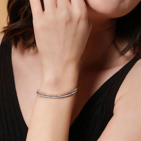 Dual Tone Tiny Square Beads Bracelet - KORE JEWELS