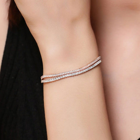 Dual Tone Tiny Square Beads Bracelet - KORE JEWELS