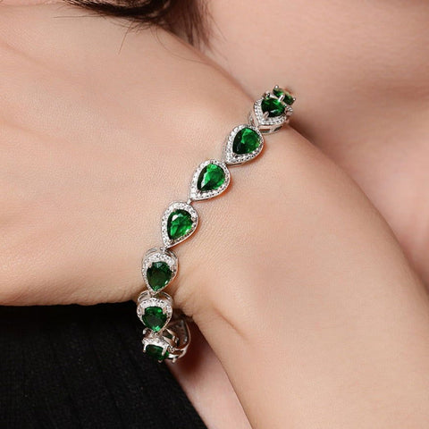 Emerald colored Water-Drop Bracelet. - KORE JEWELS