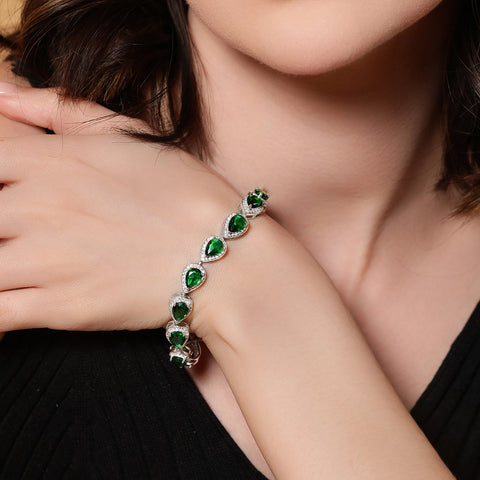 Emerald colored Water-Drop Bracelet. - KORE JEWELS