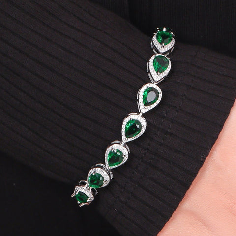 Emerald colored Water-Drop Bracelet. - KORE JEWELS