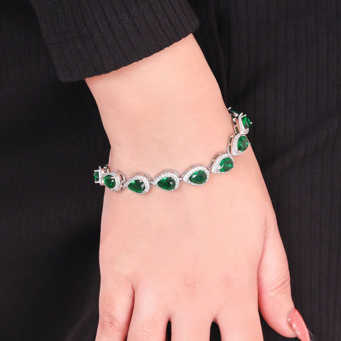 Emerald colored Water-Drop Bracelet. - KORE JEWELS