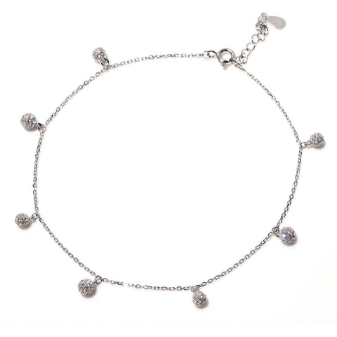 Gleaming Spherical Drop CZ Anklet - KORE JEWELS