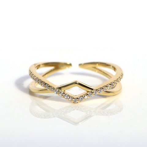 Golden Timeless Beauty CZ Ring. - KORE JEWELS