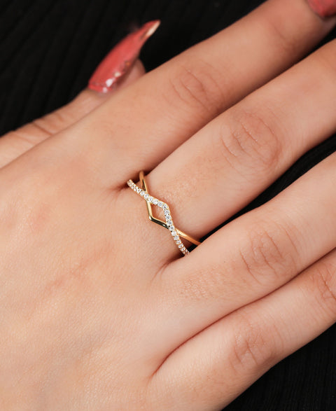 Golden Timeless Beauty CZ Ring. - KORE JEWELS
