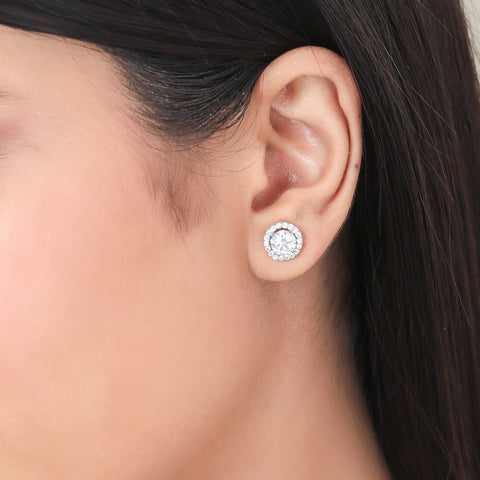 Halo Round Earrings & Pendant Set. - KORE JEWELS