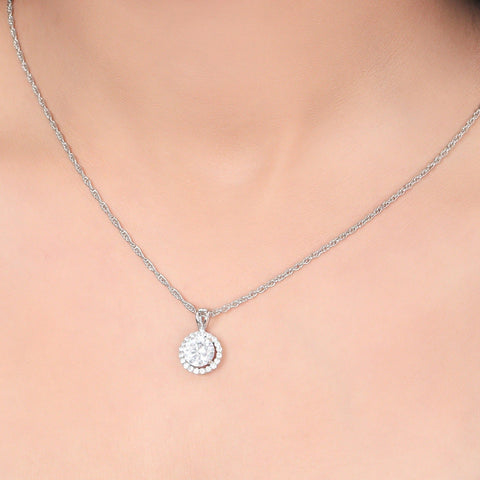 Halo Round Earrings & Pendant Set. - KORE JEWELS