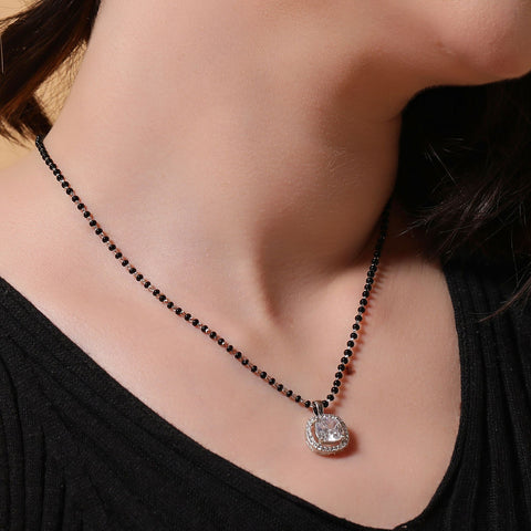Halo Squircle Earrings & Mangalsutra Set. - KORE JEWELS