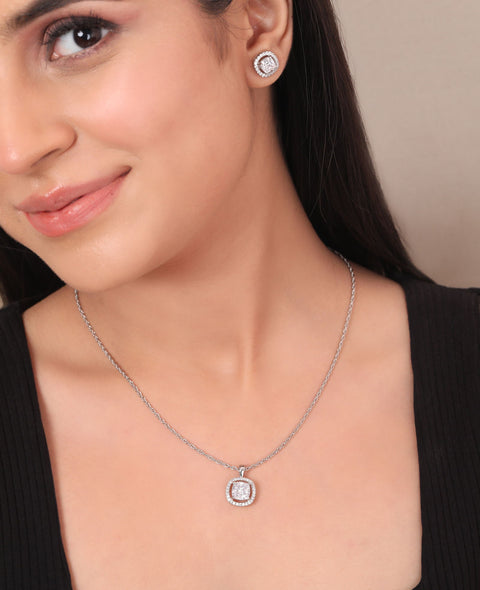 Halo Squircle Earrings & Necklace Set. - KORE JEWELS