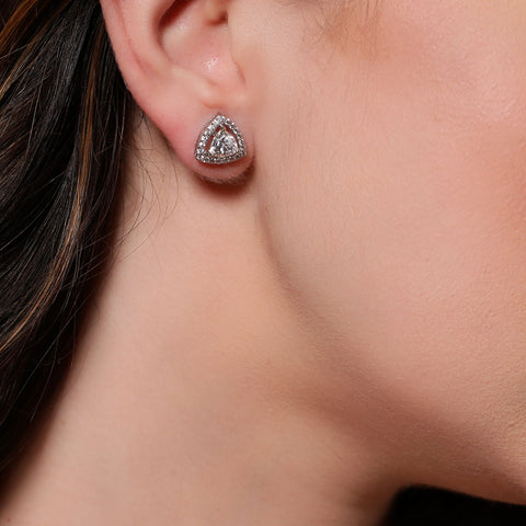 Halo Triangle Earrings & Mangalsutra Set. - KORE JEWELS