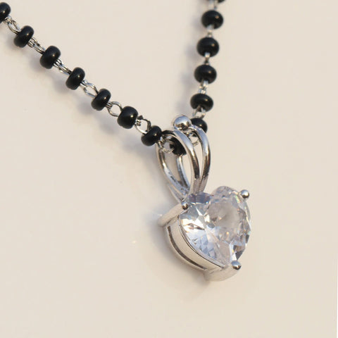Heart Solitaire Zirconia Mangalsutra. - KORE JEWELS