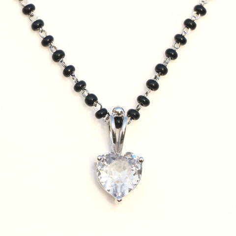 Heart Solitaire Zirconia Mangalsutra. - KORE JEWELS
