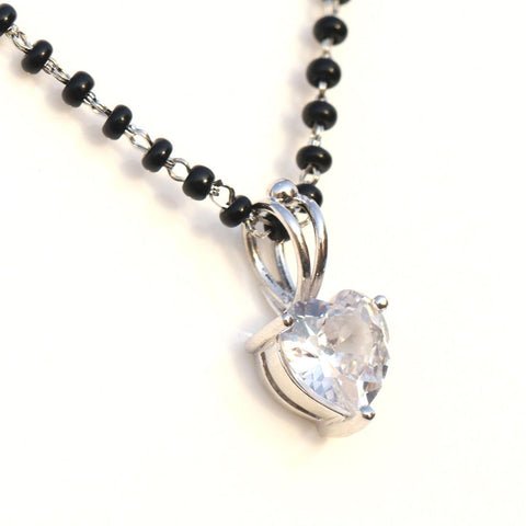 Heart Solitaire Zirconia Mangalsutra. - KORE JEWELS