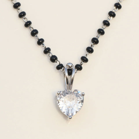 Heart Solitaire Zirconia Mangalsutra. - KORE JEWELS