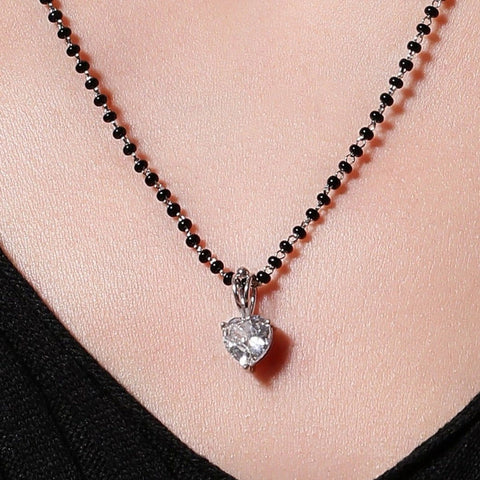 Heart Solitaire Zirconia Mangalsutra. - KORE JEWELS