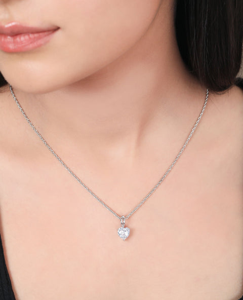 Heartful Solitaire Zirconia Necklace. - KORE JEWELS
