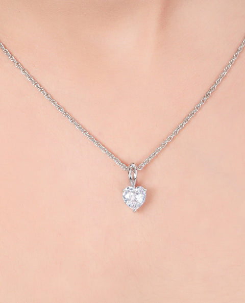 Heartful Solitaire Zirconia Necklace. - KORE JEWELS