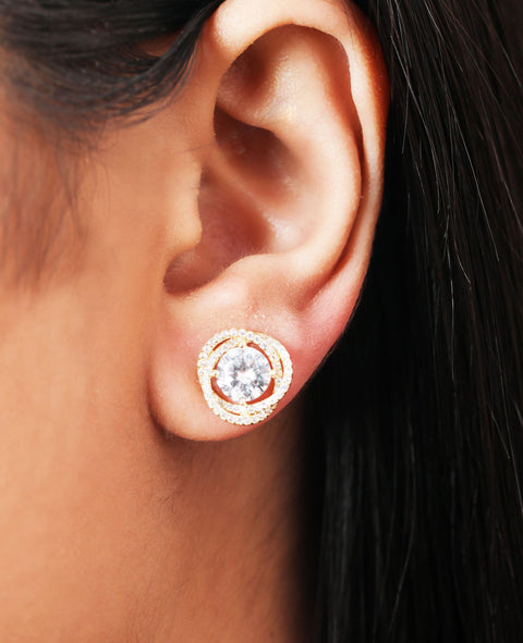 Helical Gem Gold Earrings - KORE JEWELS