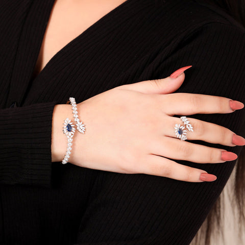 Leafy Saphire Ring and Kada Bracelet. - KORE JEWELS