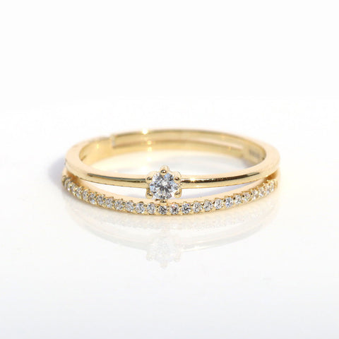 Luring Tiny Solitaire Layered Ring. - KORE JEWELS